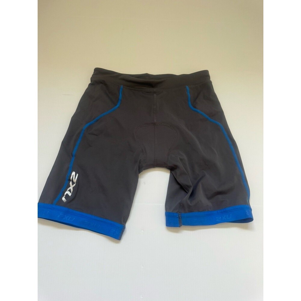 2XU Compression Cycling Shorts Men’s XL Gray Blue Padded Bike Shorts Athletic